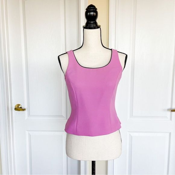 Stresa 2P Peony Pink Blazer Black Edging with Pockets & Matching Sleeveless Top - Picture 7 of 16